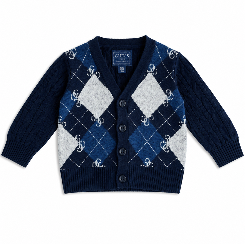 Cardigan rombi e logo